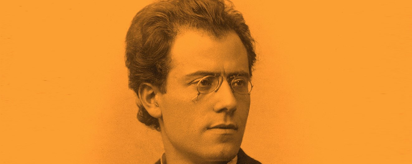 Affischbild på Mahlerkonsert. Bild på Gustav Mahler