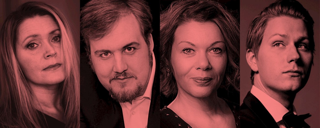 Affischbild för Operapärlor med Anna-Maria Krawe, Anton Ljungqvist, AnnLouice Lögdlund och Ole Alexander Bang
